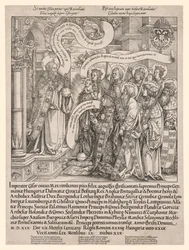 Cesarz Maksymilian przedstawiony Wszechmocnemu przez swoich świętych patronów, 1519.