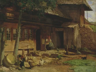 Dom Rodzicielski w Bernau, 1866 (olej na płótnie ułożony na kartonie)