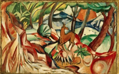 Jeleń w górskim krajobrazie