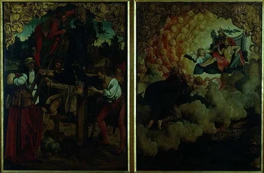 Historie ołtarza św. Piotra i Pawła: fragment przedstawiający Ukrzyżowanie św. Piotra Ltor, św.