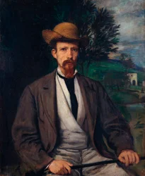 „Autoportret w żółtym kapeluszu” (Autoportret w żółtym kapeluszu) Obraz Hansa von Mareesa (1837-1887) wym. 97x80 cm Olej na płótnie 1874 Staatliche Museen, Berlin