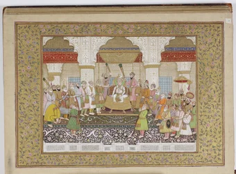 Album genealogii dynastii Mughal, 1855 (nieprzezroczyste wc i złoto na papierze)