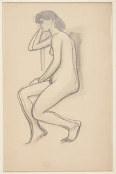 Siedząca modelka, widziana z boku