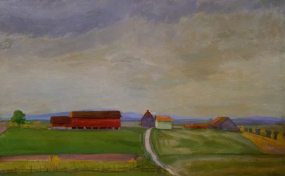 Krajobraz polny z farmą