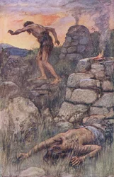 Kain i Abel, ilustracja z serii "Obrazki, które uczą korony", 1920