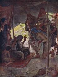 Płaszcz Józefa przyniesiony do Jakuba, ilustracja z serii „Obrazki, które uczą koronę”, 1920