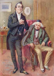Pan Pecksniff i stary Martin Chuzzlewit, ilustracja do „Szkiców postaci z Dickensa” opracowanej przez B.W. Matz