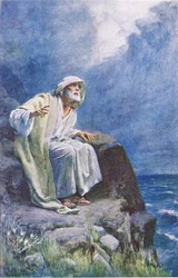 St John na wyspie Patmos, ilustracja z filmu Harold Copping Pictures: The Crown Series, ok. 1920