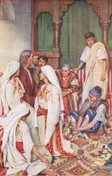 Głoszenie Agabusa, ilustracja z Harold Copping Pictures: The Crown Series, ok. 1920