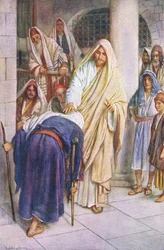 Kobieta, która się pokłoniła, ilustracja z Harold Copping Pictures: The Crown Series, ok. 1920