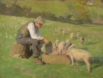 Czas karmienia (olej na płótnie)