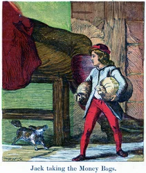 Jacek zabierający skarbonki z zamku Olbrzyma, 1867 (chromolit)