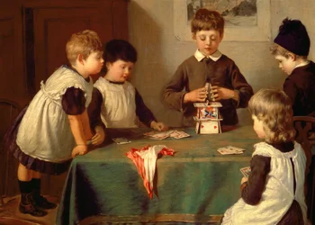 Moment krytyczny, fragment dzieci budujących domek z kart