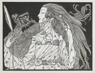 Ilustracja do opowiadania „Kopciuszek”. Kobieta patrząca na swoje odbicie w ręcznym lusterku