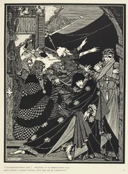„Niezrozumiałi ludzie! Pogrążeni w medytacjach, których nie mogę odgadnąć, mijają mnie niezauważeni”. Ilustracja do opowiadania „Pani. w butelce”.