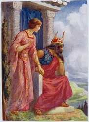 "Odyn i Frigga" z książki "Asgard and its King" zilustrowanej dla "Children