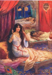 Pabhavati obudził się z przytupem. Z Księcia o twardym sercu, ilustracja z "Childrens Stories from Indian Legends", ok. 1930 r. (kolorowa litografia)