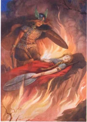 "Sigurd and Brynhild" z "The Sword of the Volsungs" zilustrowane w "Children