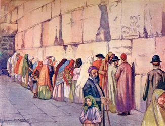 Ściana Płaczu, Jerozolima, Palestyna, ok. 1910 r., z A Book of Modern Palestine Richarda Penlake