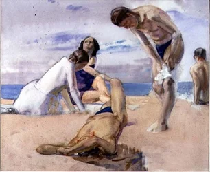 Kąpiący się (akwarela)