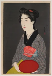 Kelnerka trzymająca tacę (Portret Onao, pokojówki w Matsuyoshi Inn, Kioto)