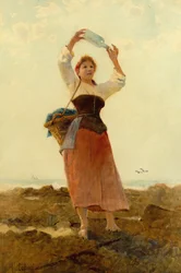 Dziewczyna z butelką (akwarela)