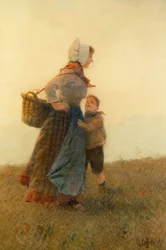 Kobieta z dzieckiem (akwarela)