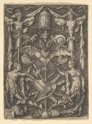 Projekt groteski kandelabrów z nietoperzem w środku, 1550.