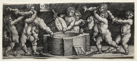 Ośmioro nagich dzieci przy studni, 1539.
