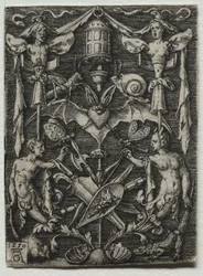 Projekt ornamentu z nietoperzem w środku, 1550.