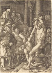 Dwóch starszych ukamienowanych przez lud, 1555.