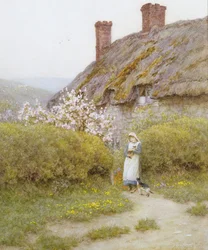A Dorsetshire Cottage (watercolor on paper)