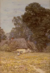 Domki w Quidhampton, niedaleko Salisbury (akwarela na papierze)