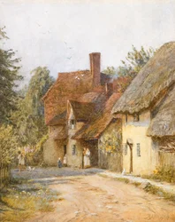 East Hagbourne, Berkshire (akwarela z wydrapaniem na papierze)