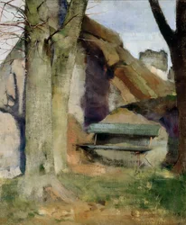 Cień na ścianie (olej na płótnie nałożony na panel)