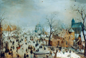Scena zimowa z łyżwiarzami, ok. 1608
