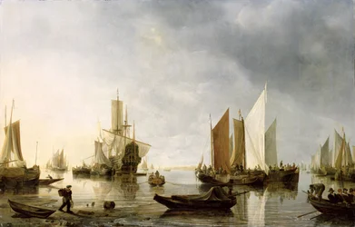 Port z zakotwiczonymi statkami, 1655-60