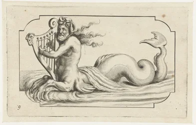 Triton grający na harfie Nouveau Livre des Dieux et Deeßes De la Marine Bouckje of Sea Gods and Goddesses (tytuł serii)