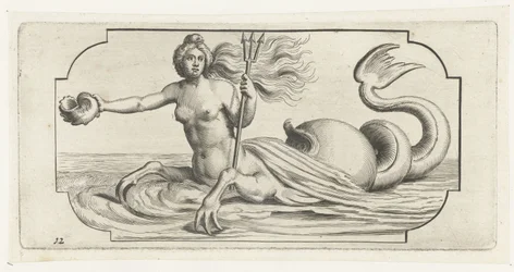 Postać kobieca z trójzębem Neptuna Nouveau Livre des Dieux et Deeßes De la Marine Bouckje of Sea Gods and Goddesses (tytuł serii)