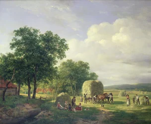 Zalesiony krajobraz z sianokosami, 1822