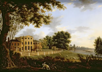 Widok Chelsea Farm z Tamizą i Battersea Bridge, 1790