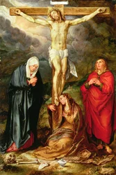 Chrystus na krzyżu, z Marią, św. Janem i Magdaleną, ok. 1600 (olej na miedzi)