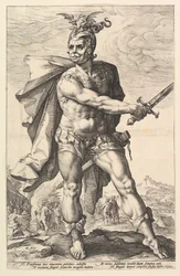 Mucius Scaevola z serii Bohaterowie rzymscy, 1586.