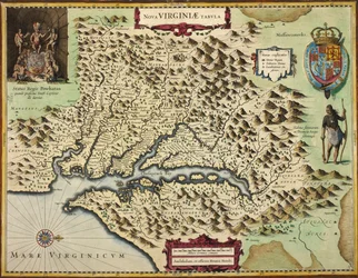 Mapa Wirginii (ręcznie barwiony grawerunek)