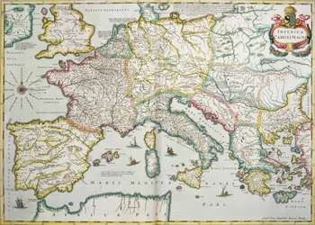Imperium Karola Wielkiego (742-814) z „Le Nouveau Theatre du Monde”, 1639