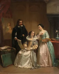 Gerard van Honthorst pokazuje rysunki swojej uczennicy Ludwiki z Czech Amalii van Solms