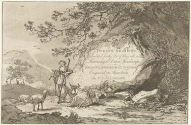 Herderin w een landschap Dwanaście projektów obliczonych na użytek tych, którzy uczą się rysować krajobraz (tytuł serii na obiekcie)