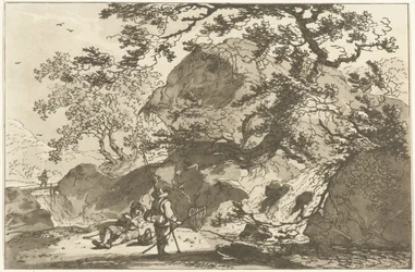 Landschap met een visser en een rustende man Dwanaście projektów obliczonych na użytek tych, którzy uczą się rysować krajobraz (tytuł serii)