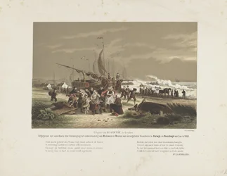 Scena na plaży z żałobnymi żonami rybaków, 1868