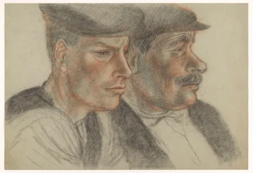 Portret dwóch nieznanych mężczyzn w czapkach